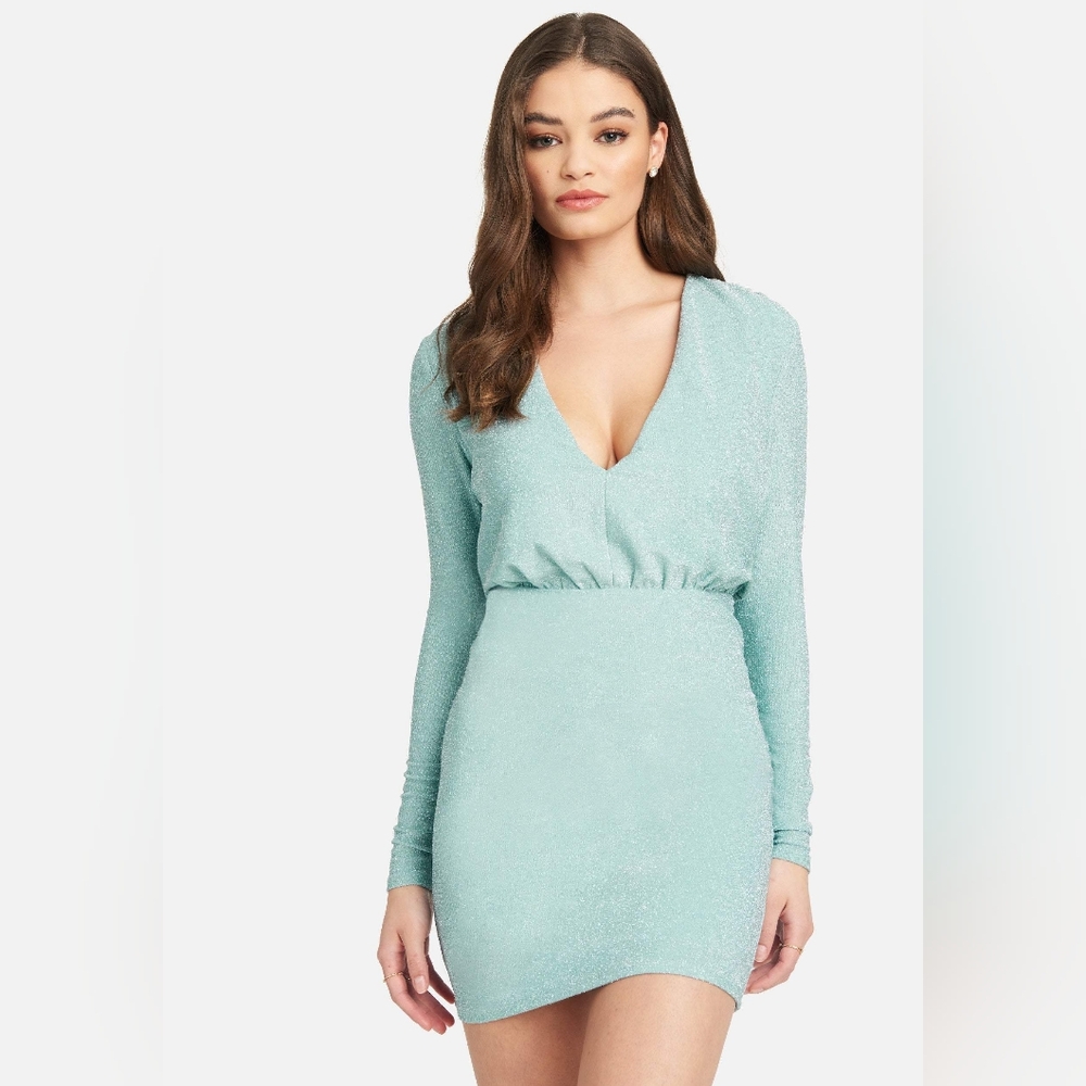 BEBE BLOUSON LUREX MINI DRESS